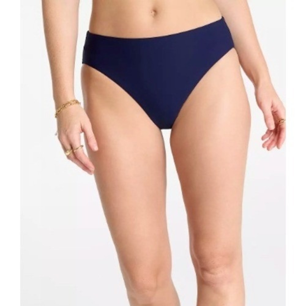 CALIA Womens Core‎ Mid Rise Swim Bottom Opulent Blue Stripe BeachCore Size L NWT